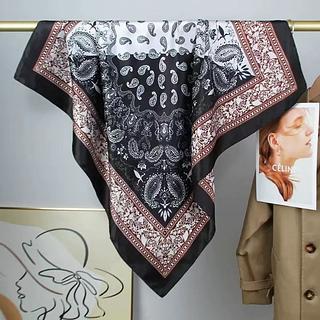 Lenço De Cetim 90cm x 90 cm Bandana Cabeça De Cetim Primavera Tendência Das Blogueiras Grande